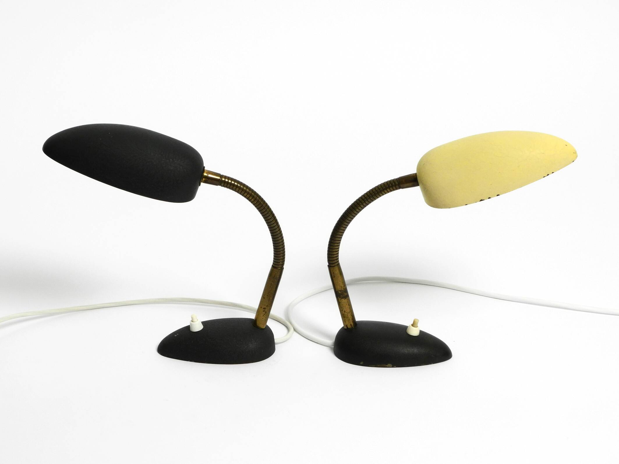 Pair of small 1950s metal table lamps with goosenecks by Gebrüder Cosack