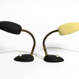 Pair of small 1950s metal table lamps with goosenecks by Gebrüder Cosack