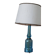 Lampe ; piètement en verre bleu et laiton doré