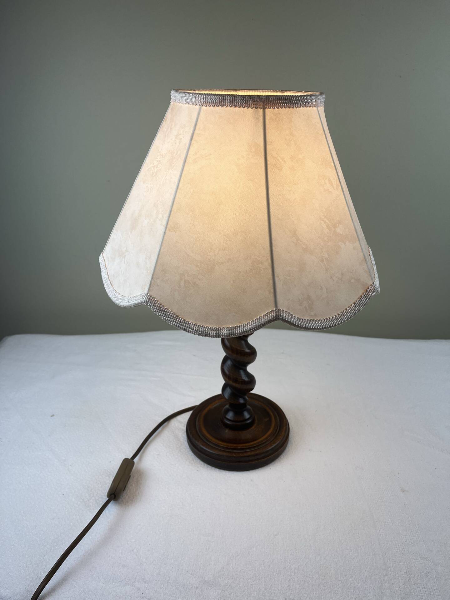 Turned wooden lamp