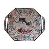 Octagonal dish with handles Henriot quimper art deco.