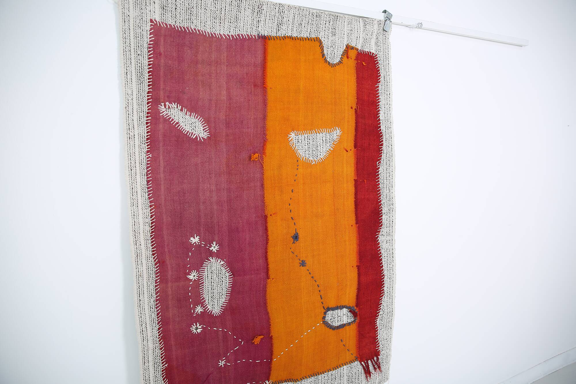 Handwoven Textile Wall Hanging, Vintage Wall Rug, 106x156 Cm