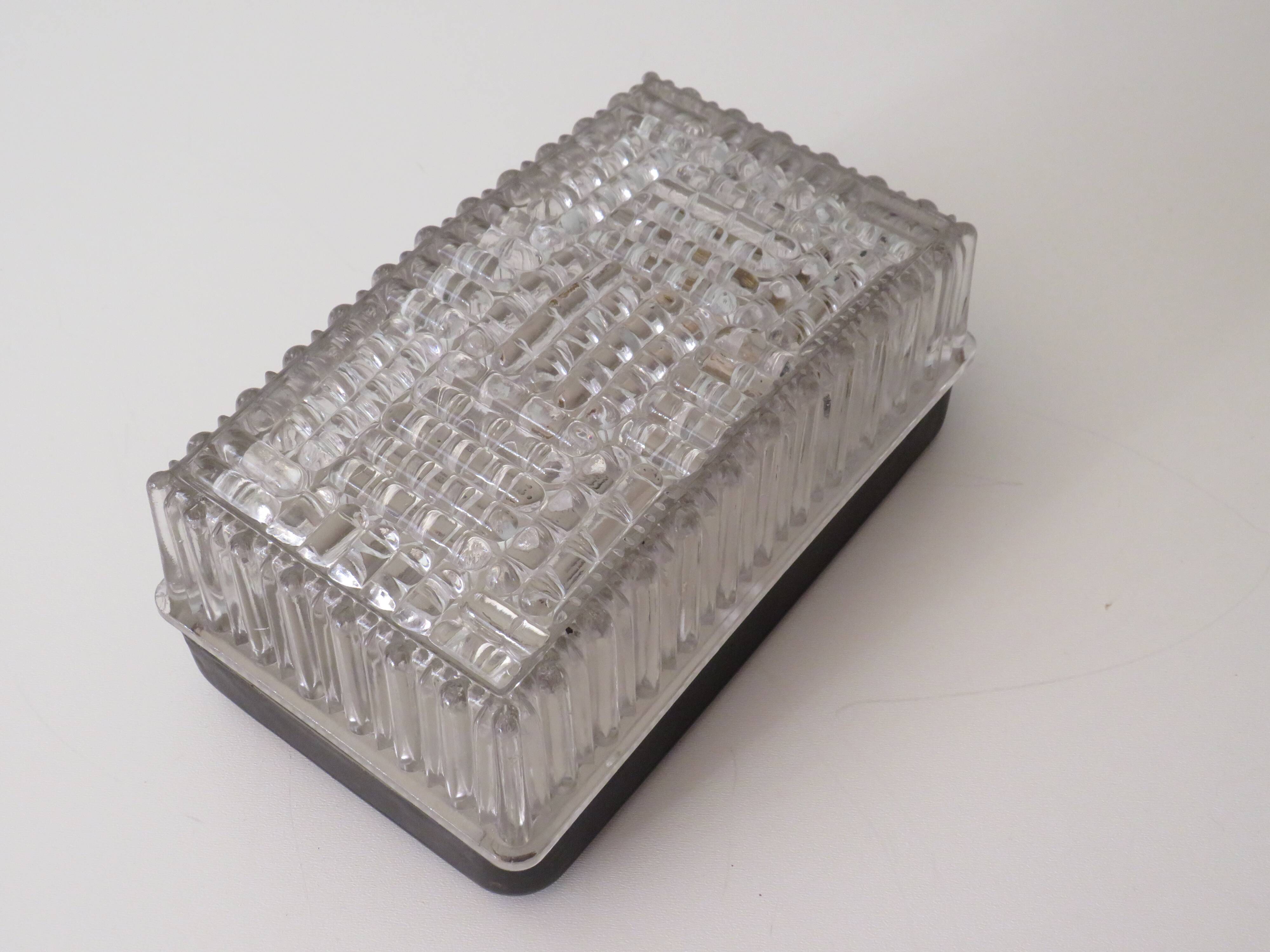 Rectangular brutalist outdoor wall lamp, 1960-1970