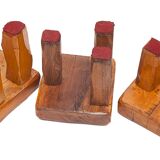 Set of 3 Brutalist stools in solid oak