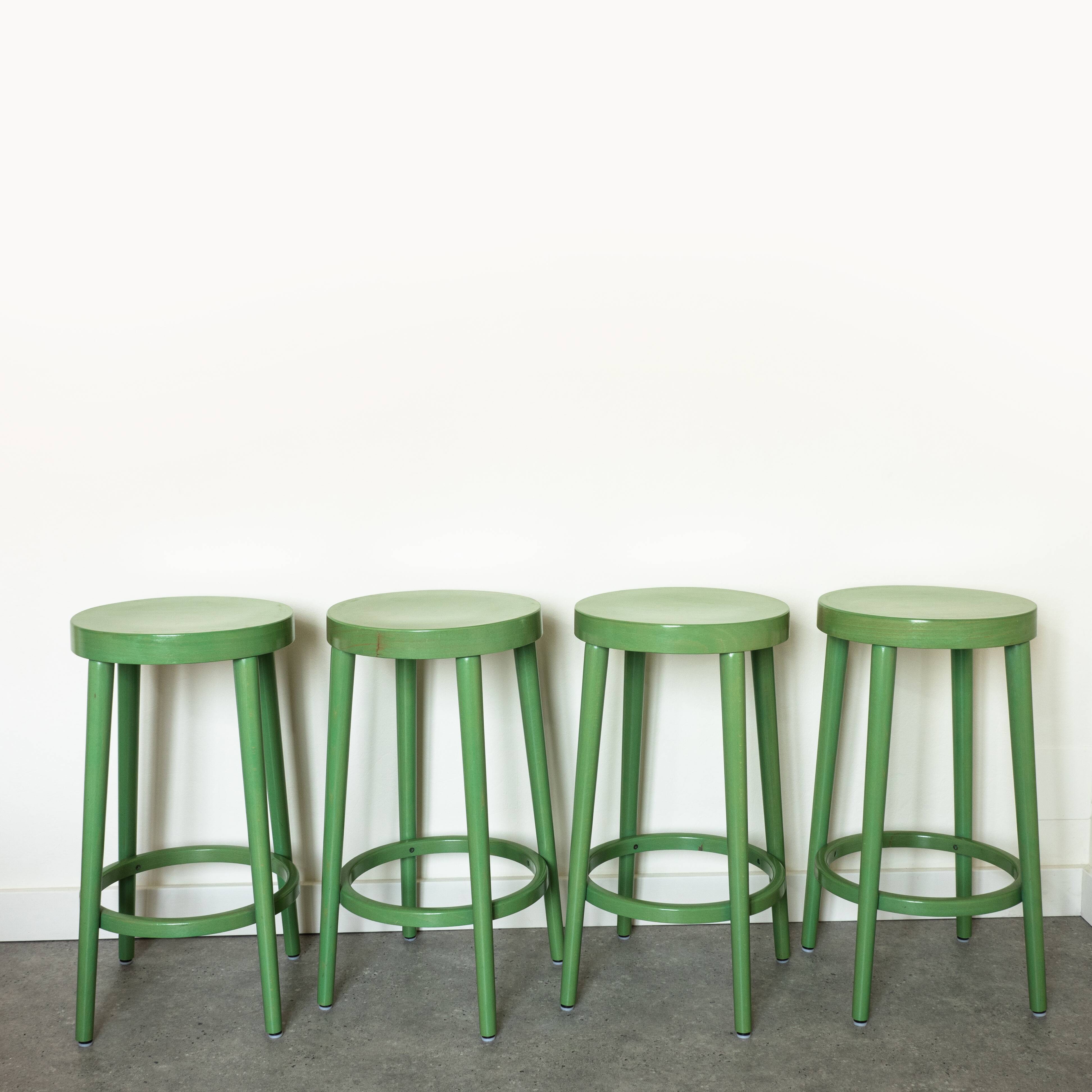 Set of 4 green Baumann stools