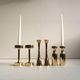 A set of six brass candle holder in mid-century modern design - Denmark 1970s.