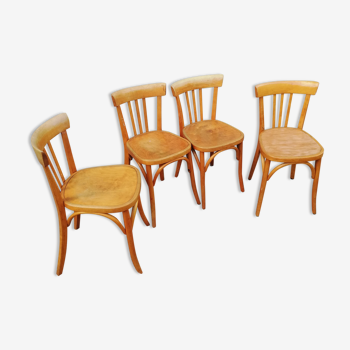 Set of 4 chairs bistro Fischel light wood