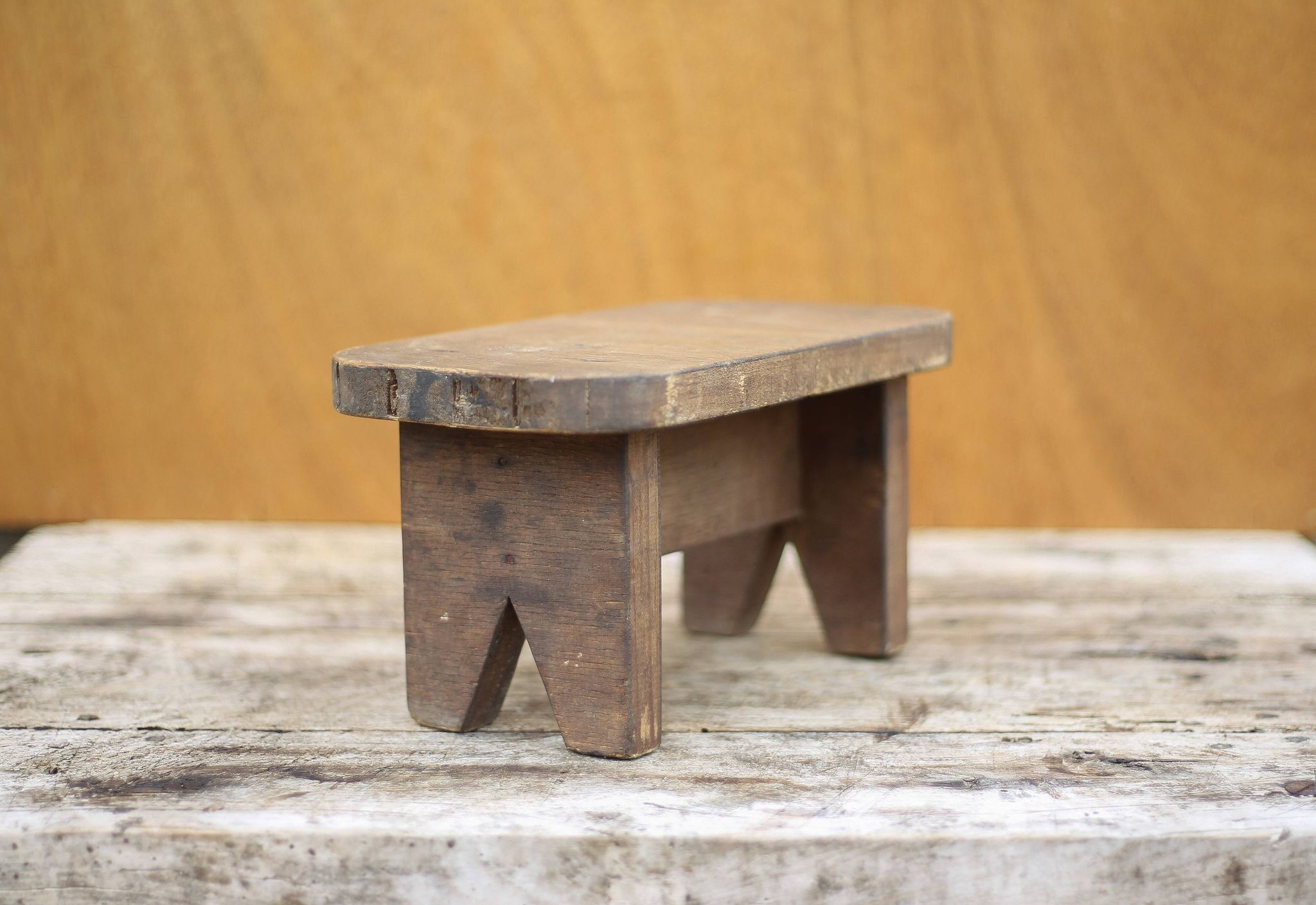 Mini wooden stool, wooden step stool, vintage footrest, plant holder