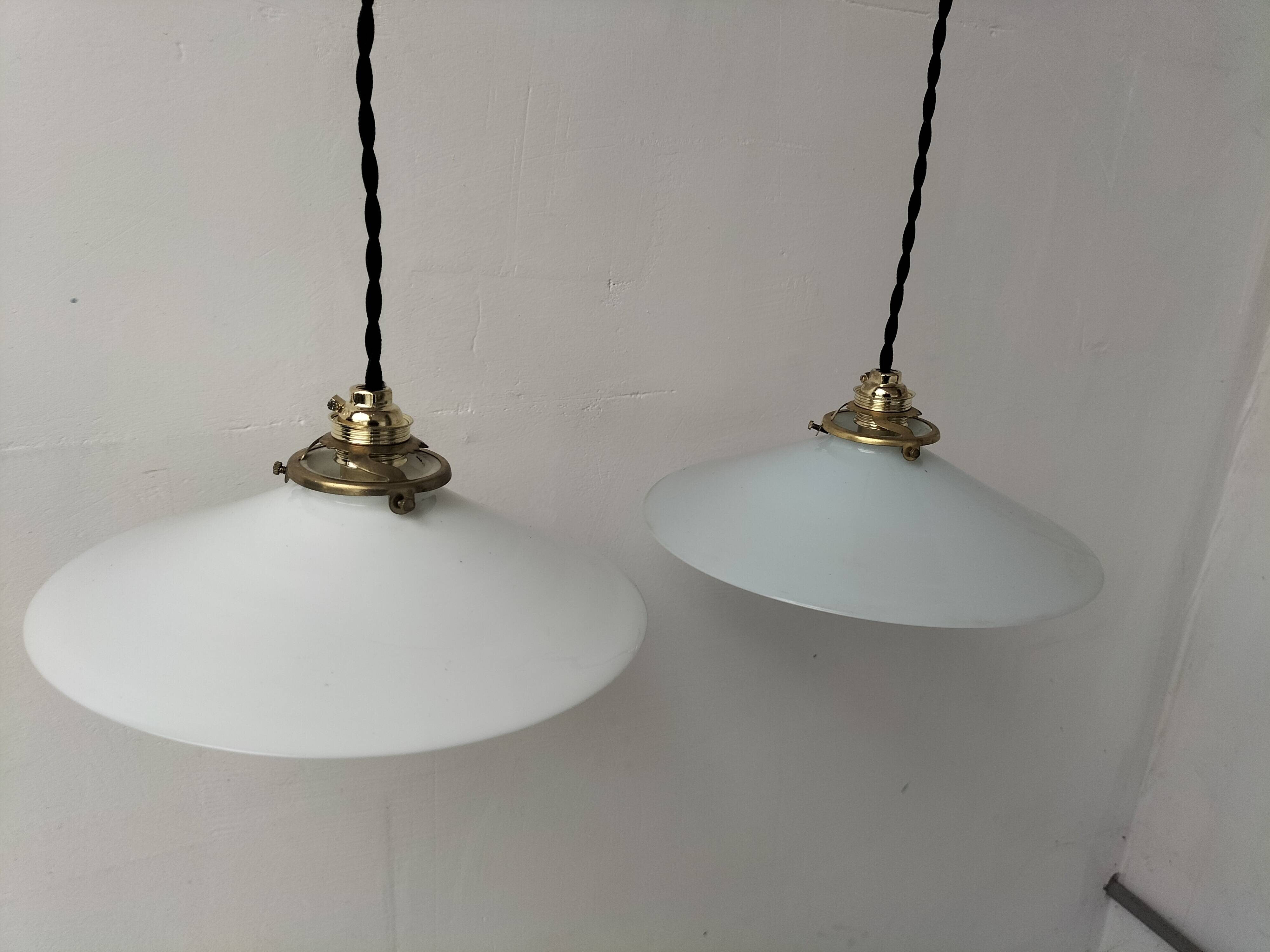 2 opaline pendant lights