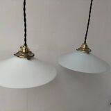 2 opaline pendant lights