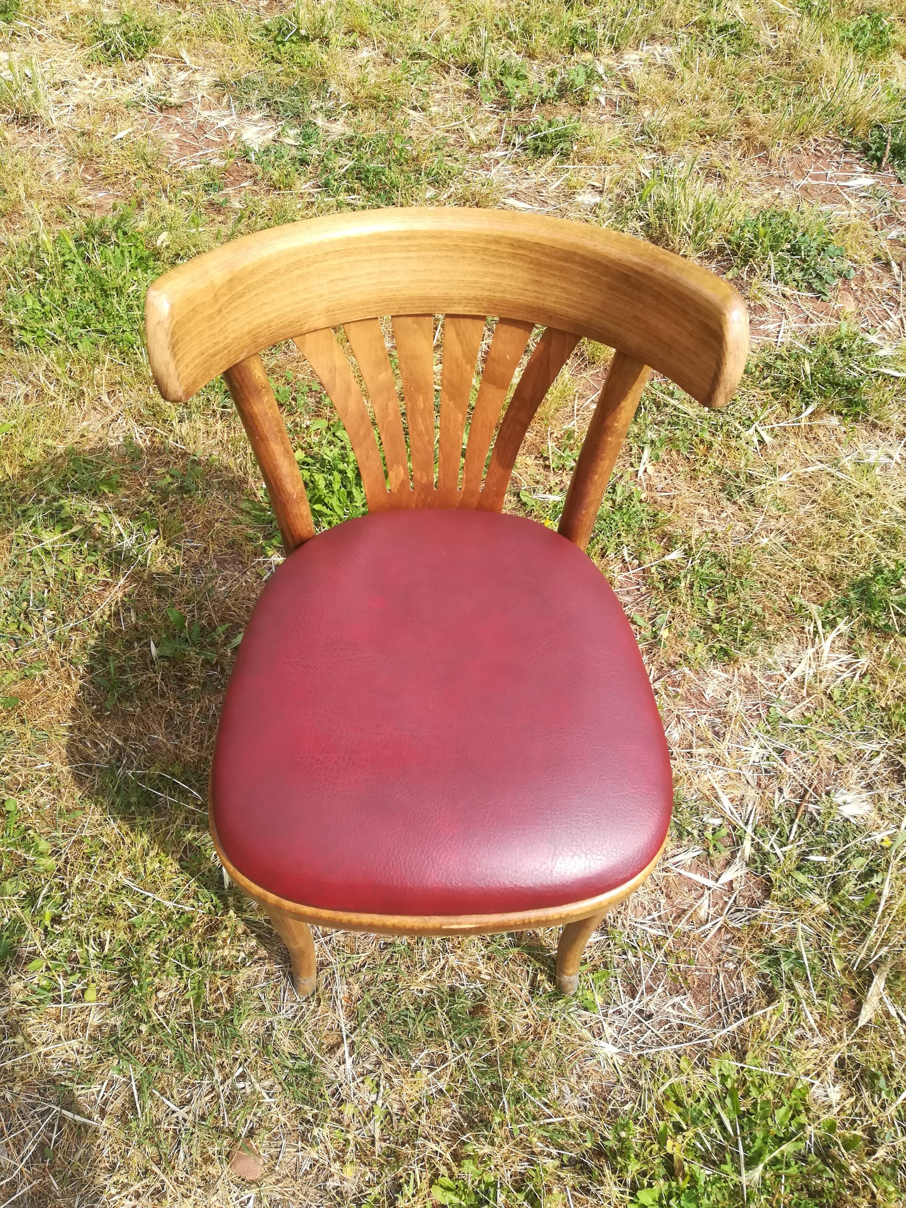 Set of 41 bistro chairs seated red skaï