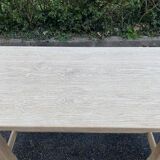 Renovated farmhouse table in solid oak wood and veneer 135cm