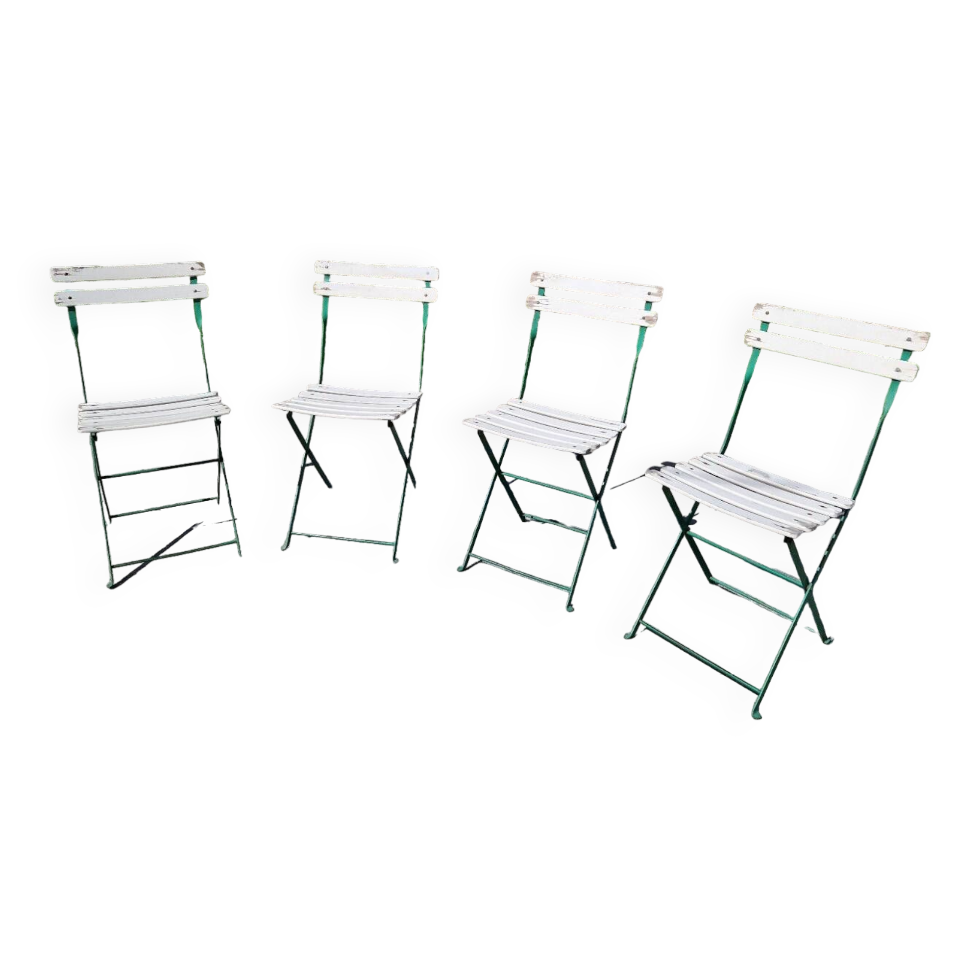 Set of 4 folding wrought iron bistro chairs