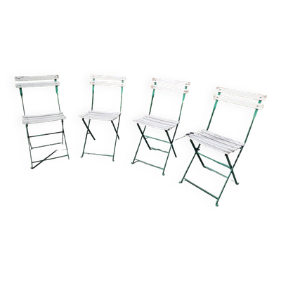 Lot de 4 chaises bistrot pliante en fer forgé
