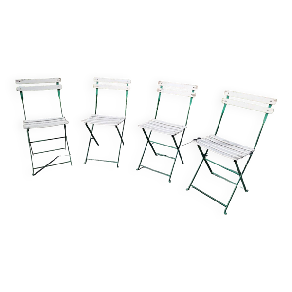 Lot de 4 chaises bistrot pliante en fer forgé