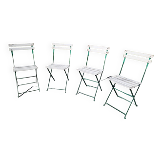 Lot de 4 chaises bistrot pliante en fer forgé