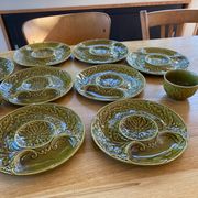 Set of 8 asparagus plates and 2 bowls from Gien