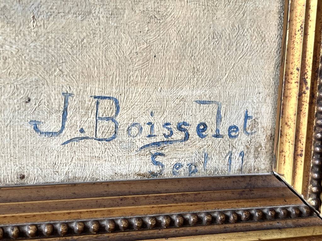 Oil on canvas of a still life with strawberries 1911, antique framed painting