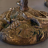 Pair of candlesticks with naturalistic decorations (gothic art nouveau) snake, salamander