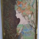 Lithograpgie portrait d une jeune femme