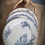 Set 4 blue mismatched plates
