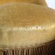 Fauteuil crapaud et pouf velours jaune