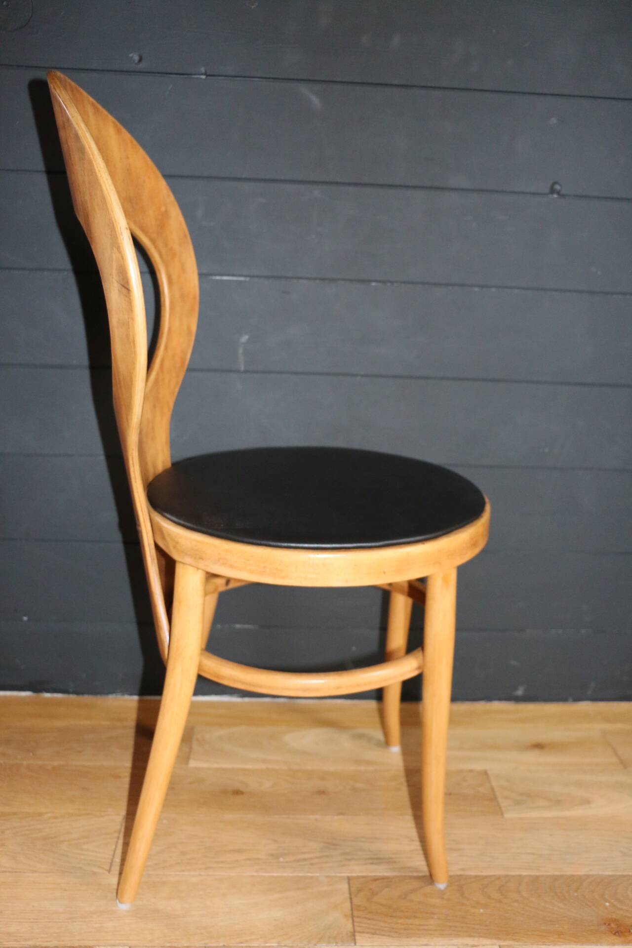 2 baumann chairs, seagull, dark beech, black imitation leather