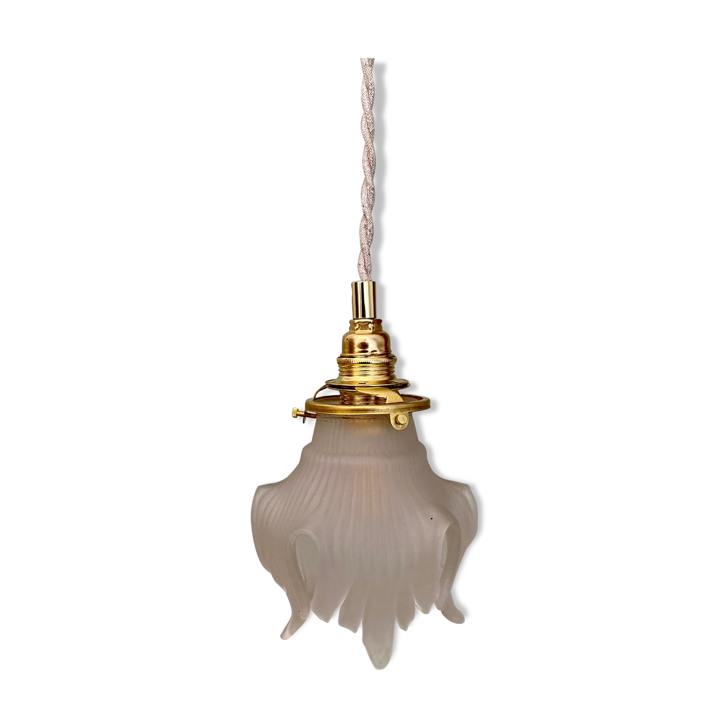 Vintage art deco tulip ride in frosted glass, flower shape