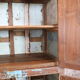 Cabinet 4 solid doors in blue patinated wood