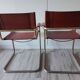 B34 armchairs, cognac leather and gilding