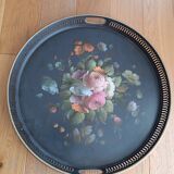 Napoleon III painted sheet metal round serving tray