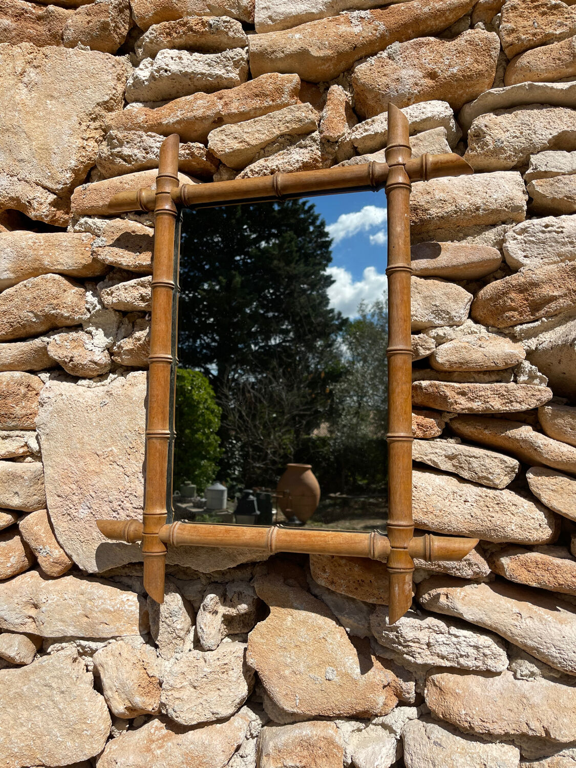 Vintage bamboo mirror