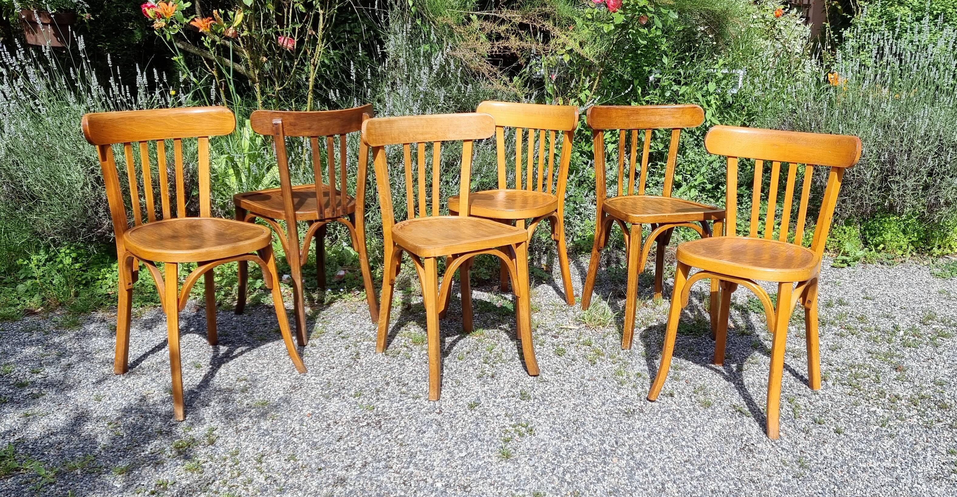 6 bistro chairs including Baumann from the 50s