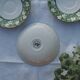 3 Churchill Staffordshire "Verdigris" saucers