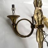 Hunting horn wall light, brass 1950