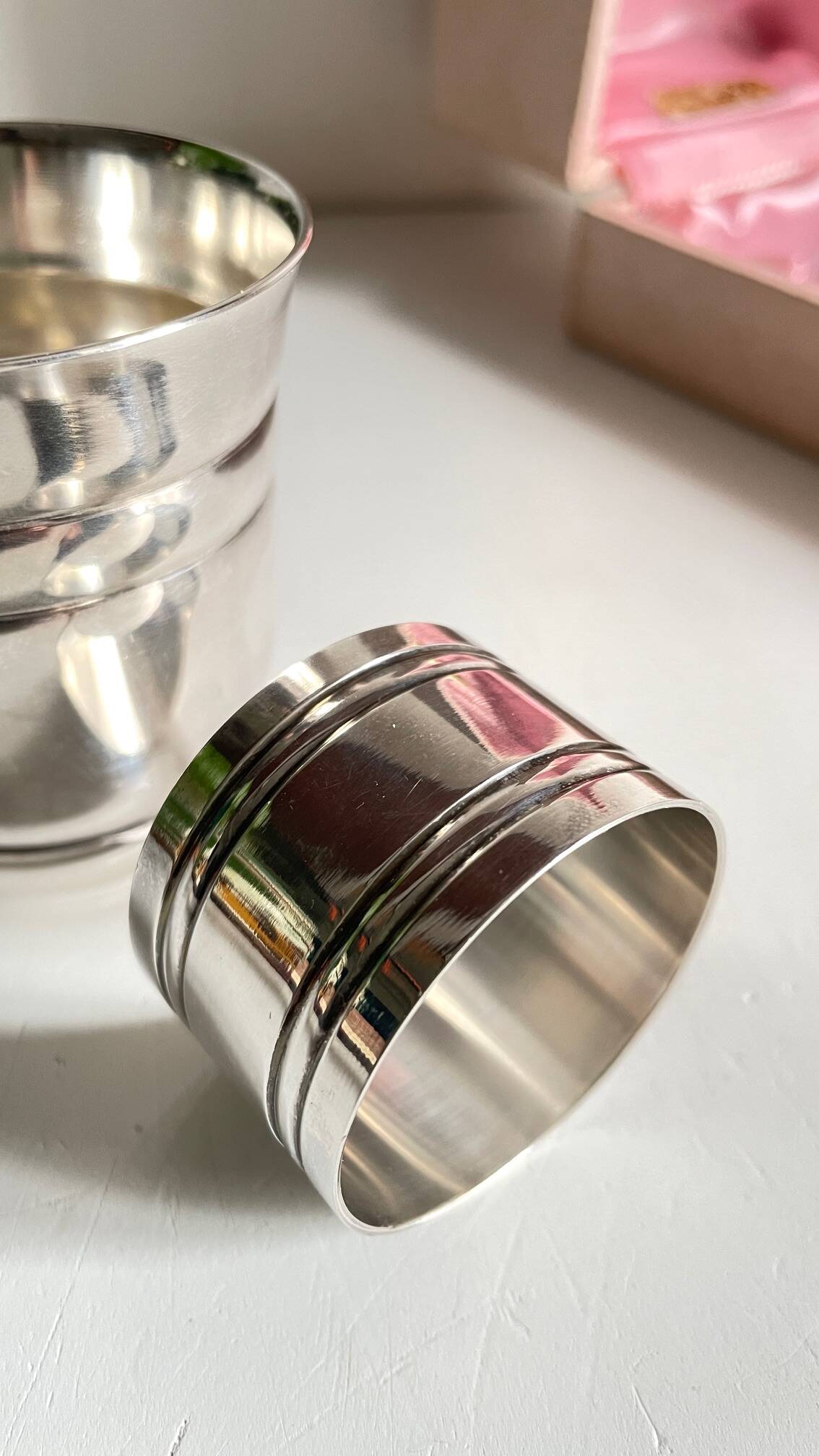 Silver-plated glass and napkin ring by UDNER