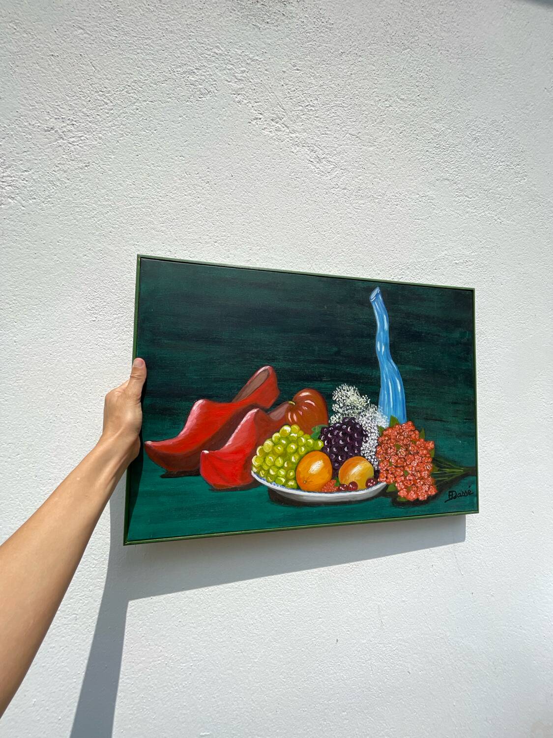 Still life with clogs and fruit / oil on canvas