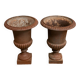 Pair of cast iron garden vases of Medici shape foot shower early twentieth century