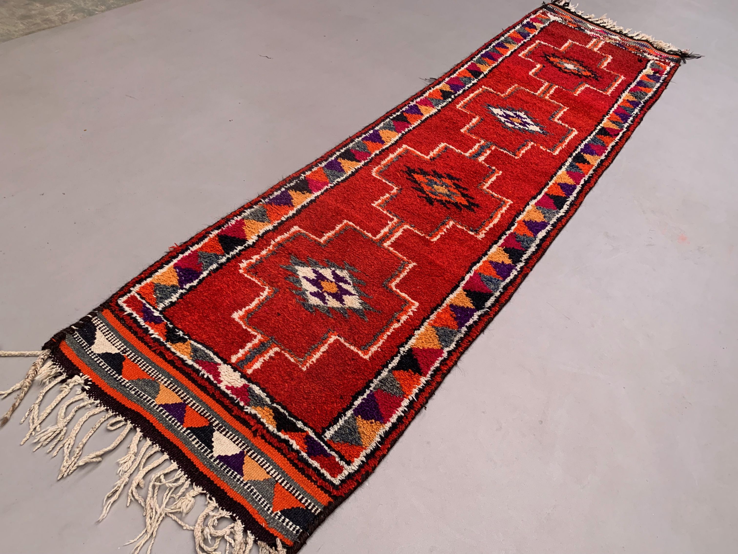 Vintage turkish  tribal runner 350x90 cm veg dye wool rug tribal, handmade