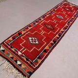 Vintage turkish  tribal runner 350x90 cm veg dye wool rug tribal, handmade