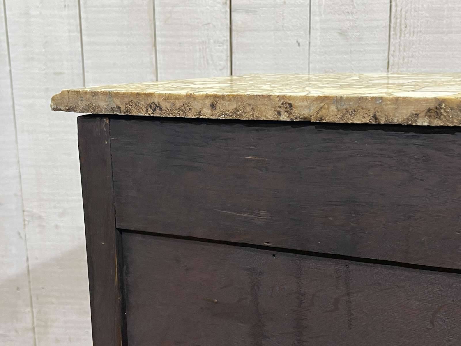 Late 19th-century Louis XV commode in oak, rosewood, and marble top