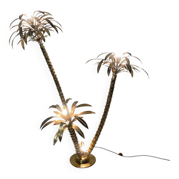 Three-palm floor lamp in brass and crystal, Marchetti Illuminazione