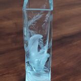 Rectangular vase in crystalline glass engraved Carabin