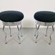 Vintage Uri Stools with Waved Chrome Legs and Black Seats by Per Ivar Ledang for Ikea, 1995, Set of 2