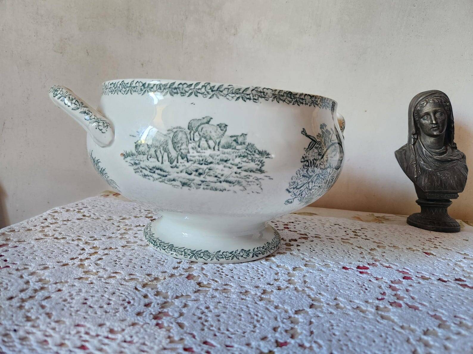 French 19th Century FF Pexonne Tureen 'Campagne' Animal Transferware