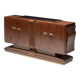Art Deco walnut sideboard with brass details and sculptural base, France, 1930s