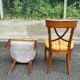 4 Matignon chairs by René Trotel in solid cherry wood and yellow fabric from the 1960s.