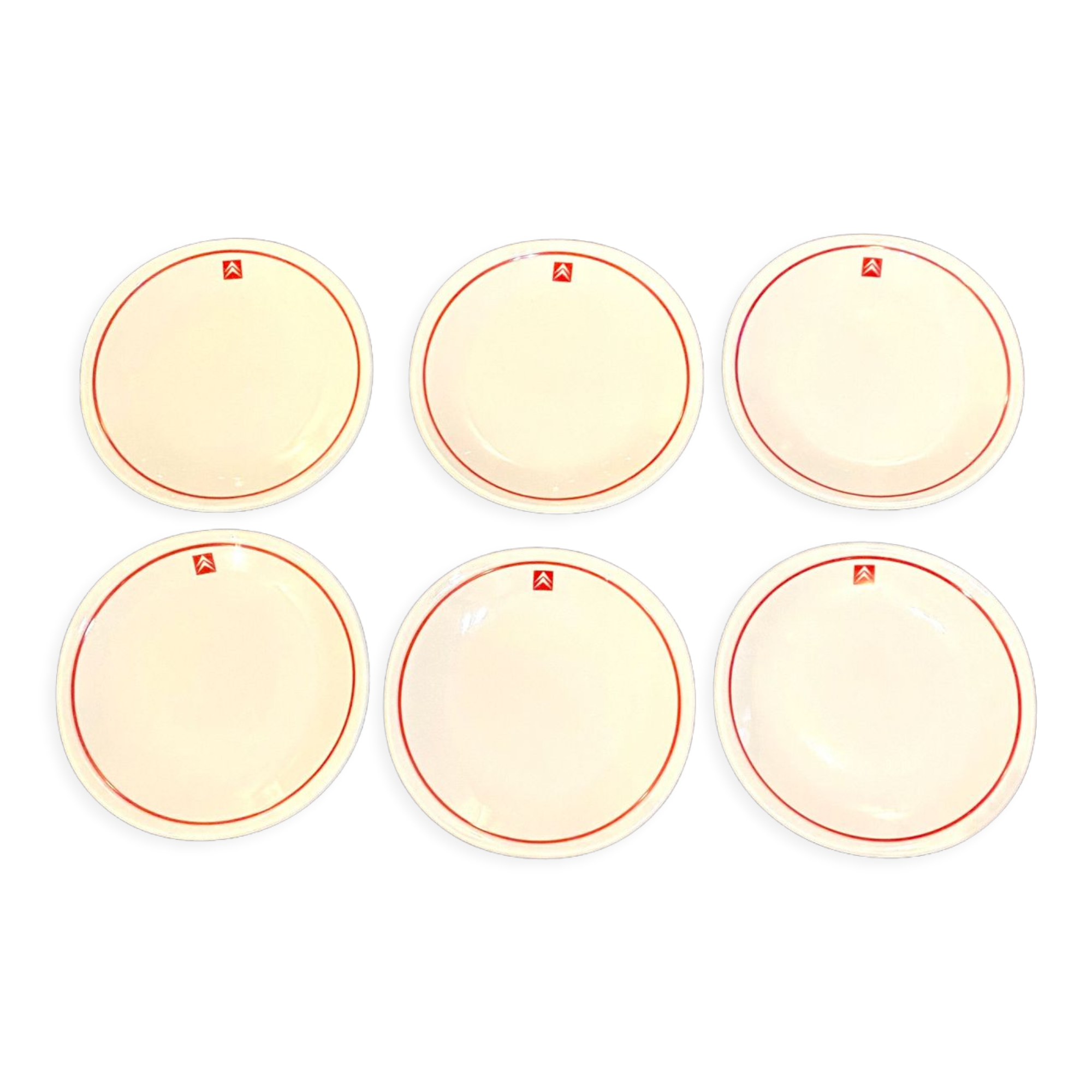 Lot de 6 assiettes à desserts ou fromages siglées Citroën - MS3.5