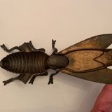 Antique vintage ashtray "mouche xxl" metal 50'