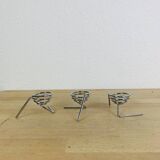 3 vintage stainless steel spring egg cups